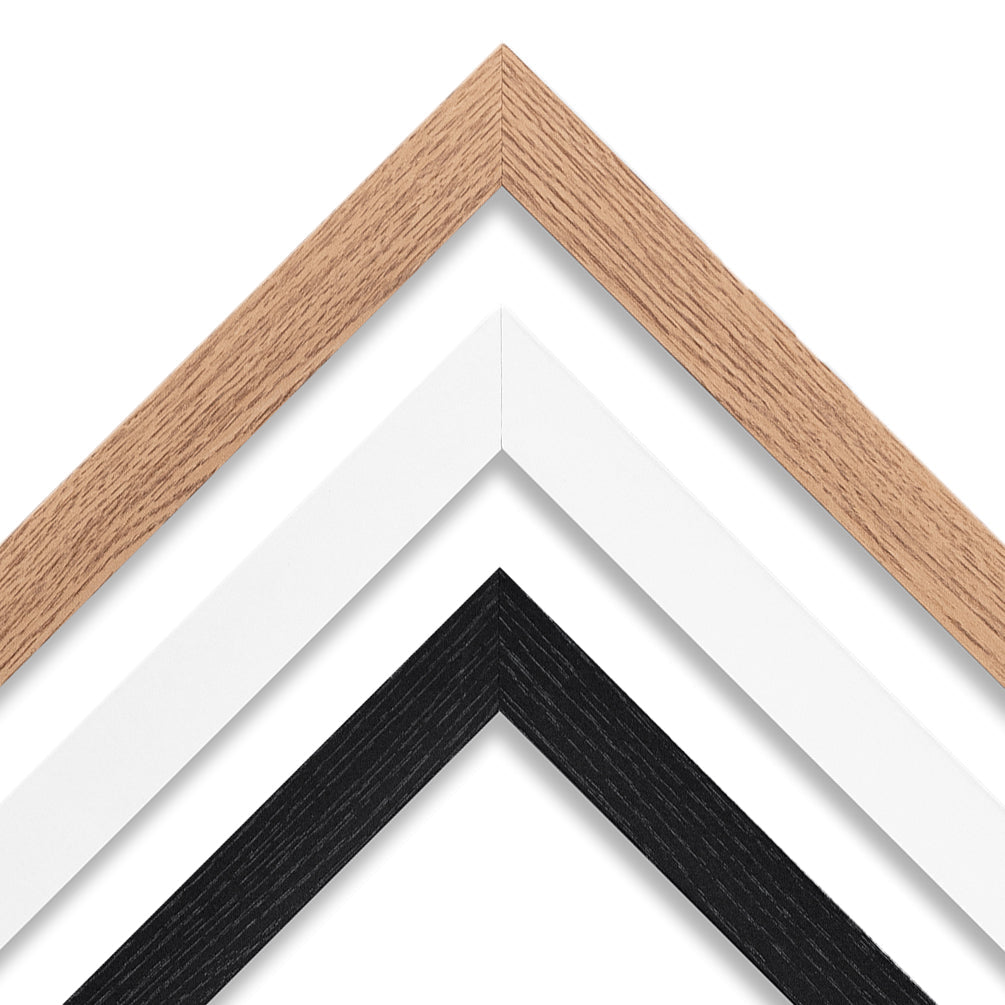 Image of oak, white and black frames.